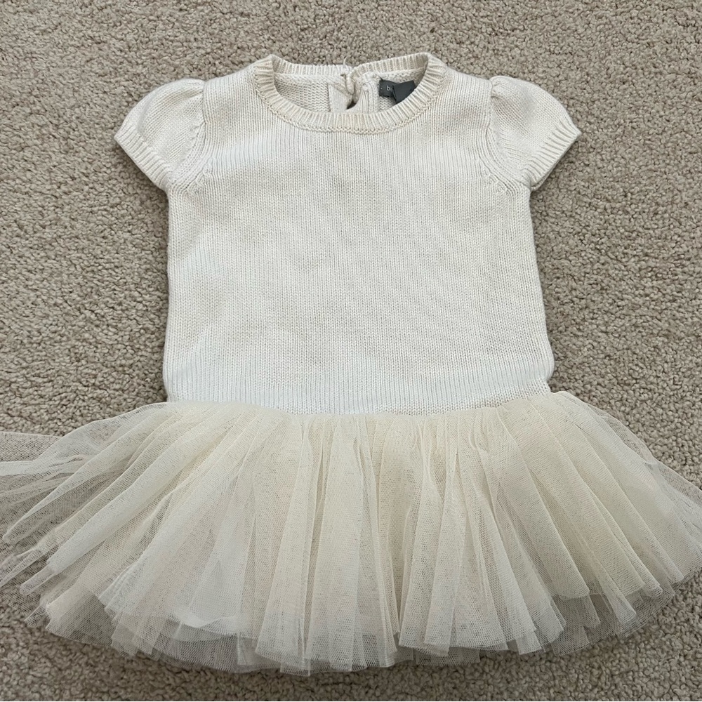 Baby GAP Girls  3-6 Mos Ivory Sweater Dress With  Tulle Skirt